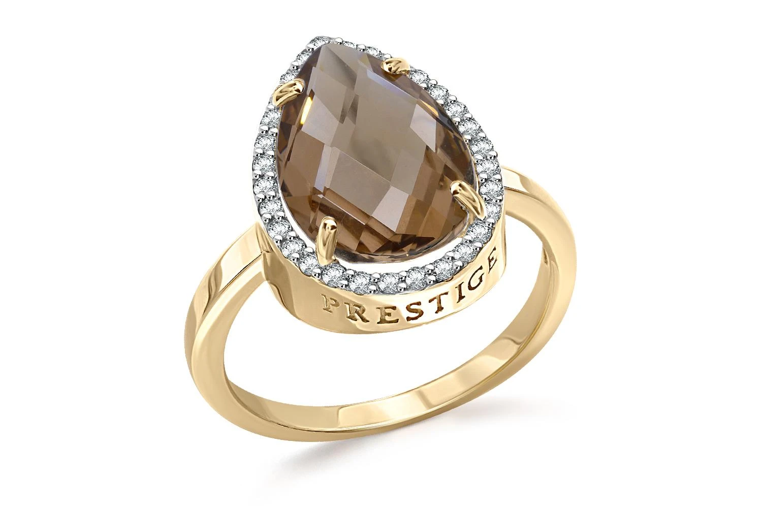 Кольцо из жёлтого золота с наноситалом и 30 фианитами