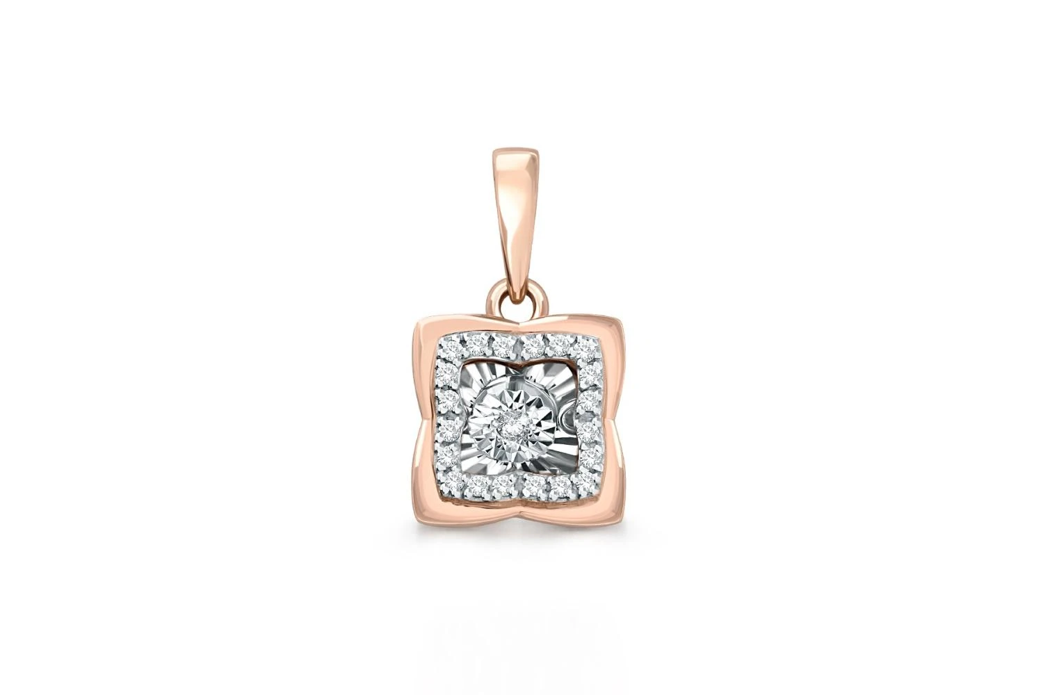 Подвеска Клевер из красного золота с 21 бриллиантами