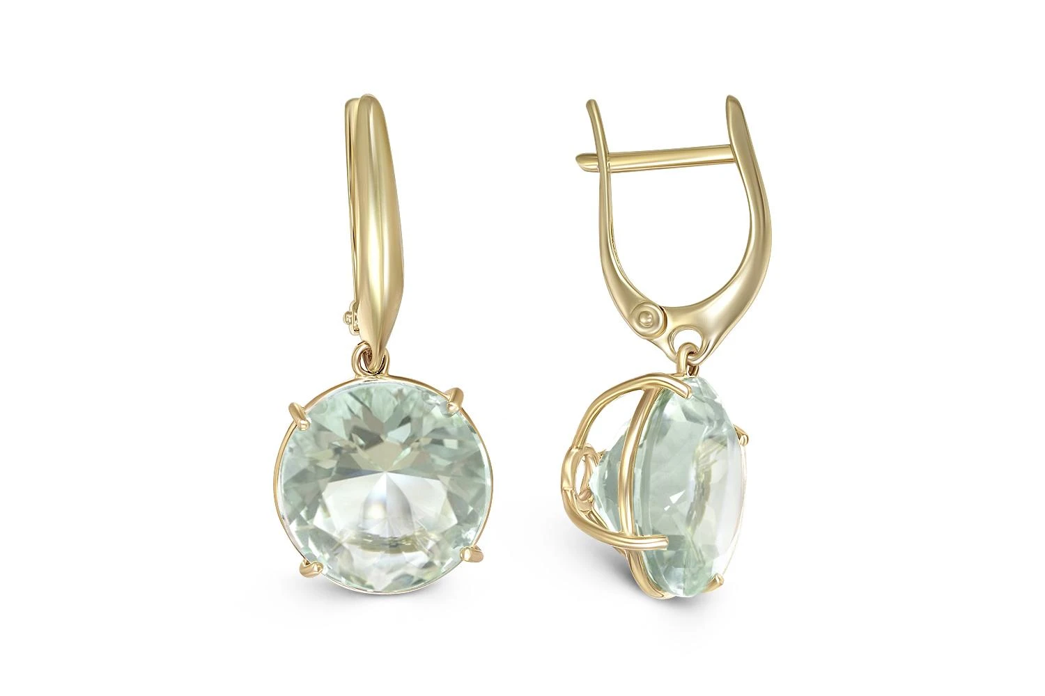 Серьги из жёлтого золота с 2 аметистами