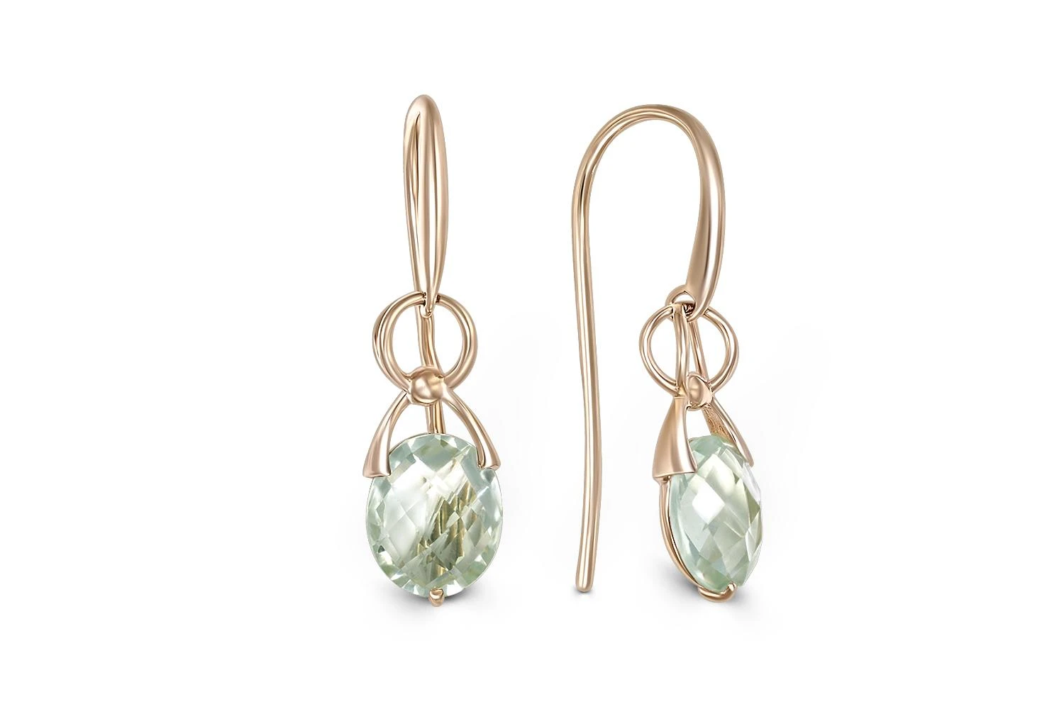 Серьги из красного золота с 2 аметистами