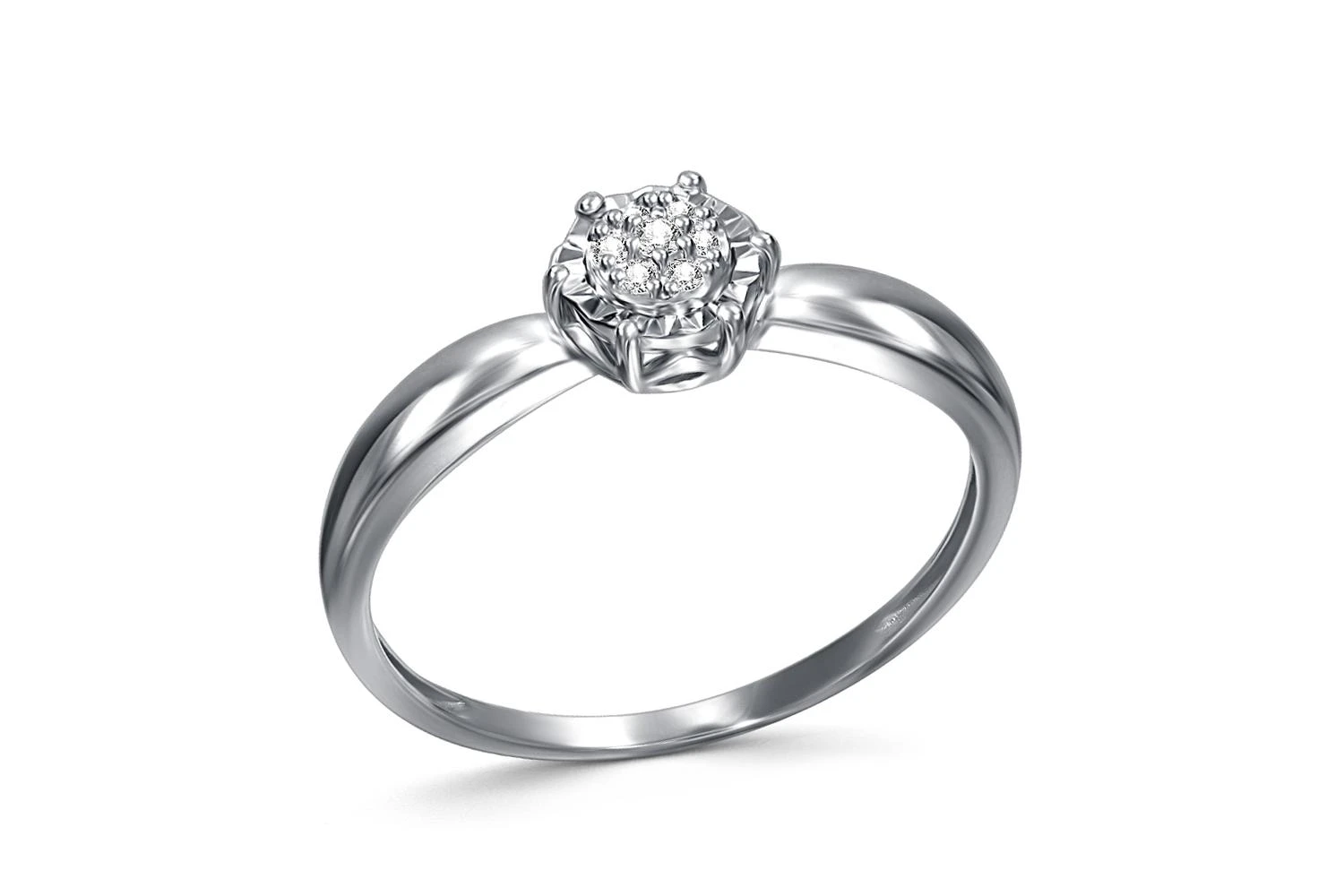 Кольцо Малинка из белого золота с 7 бриллиантами