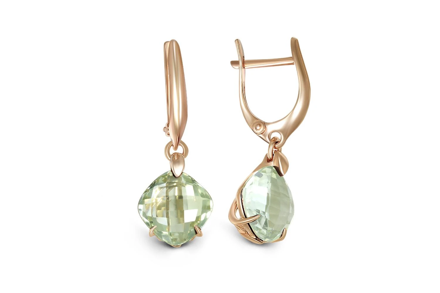 Серьги из красного золота с 2 аметистами