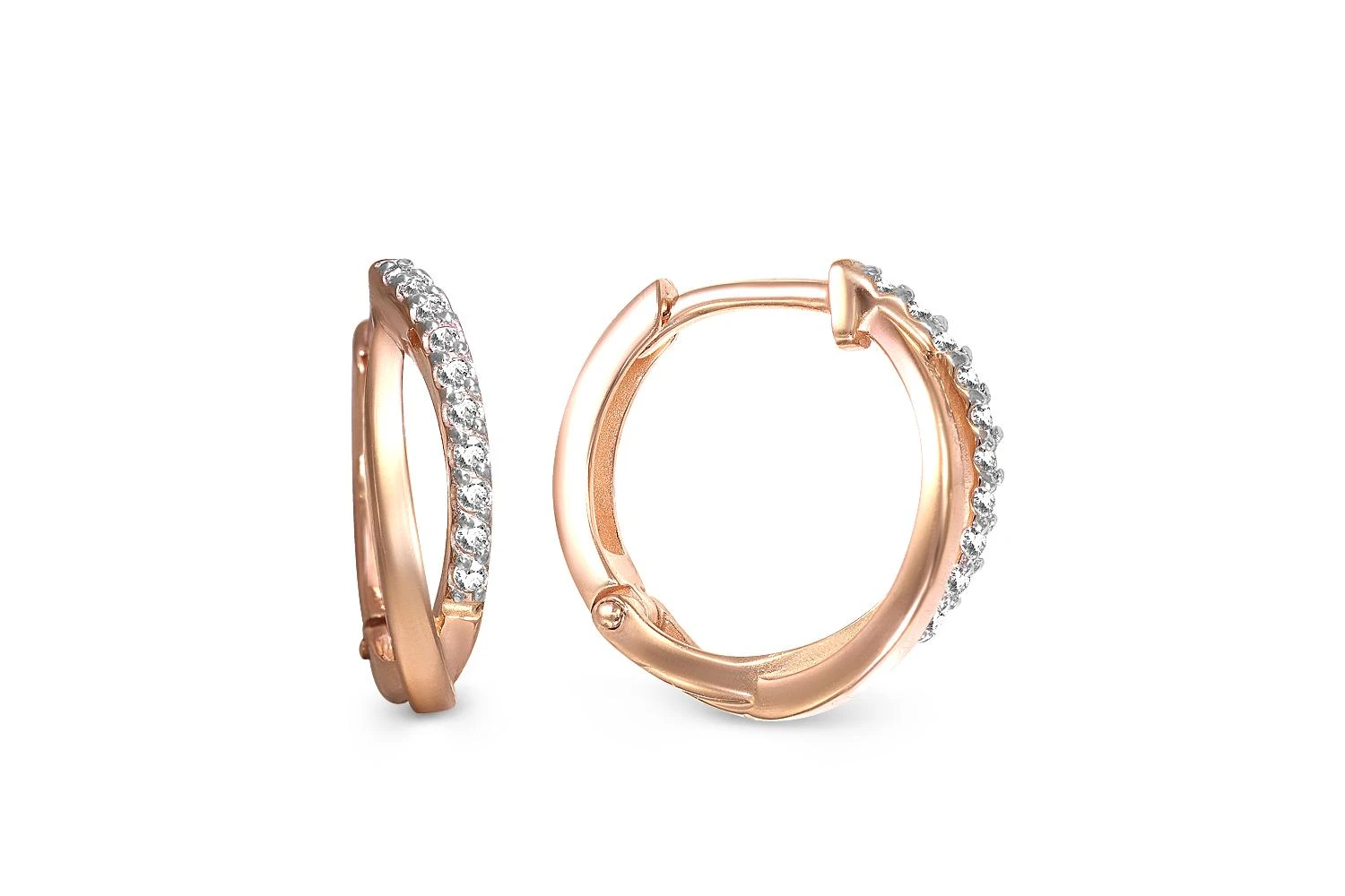 Серьги из красного золота с 20 фианитами