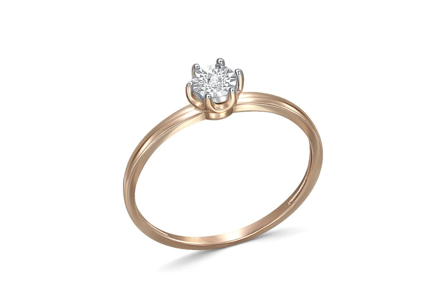 Кольцо из красного золота с бриллиантом