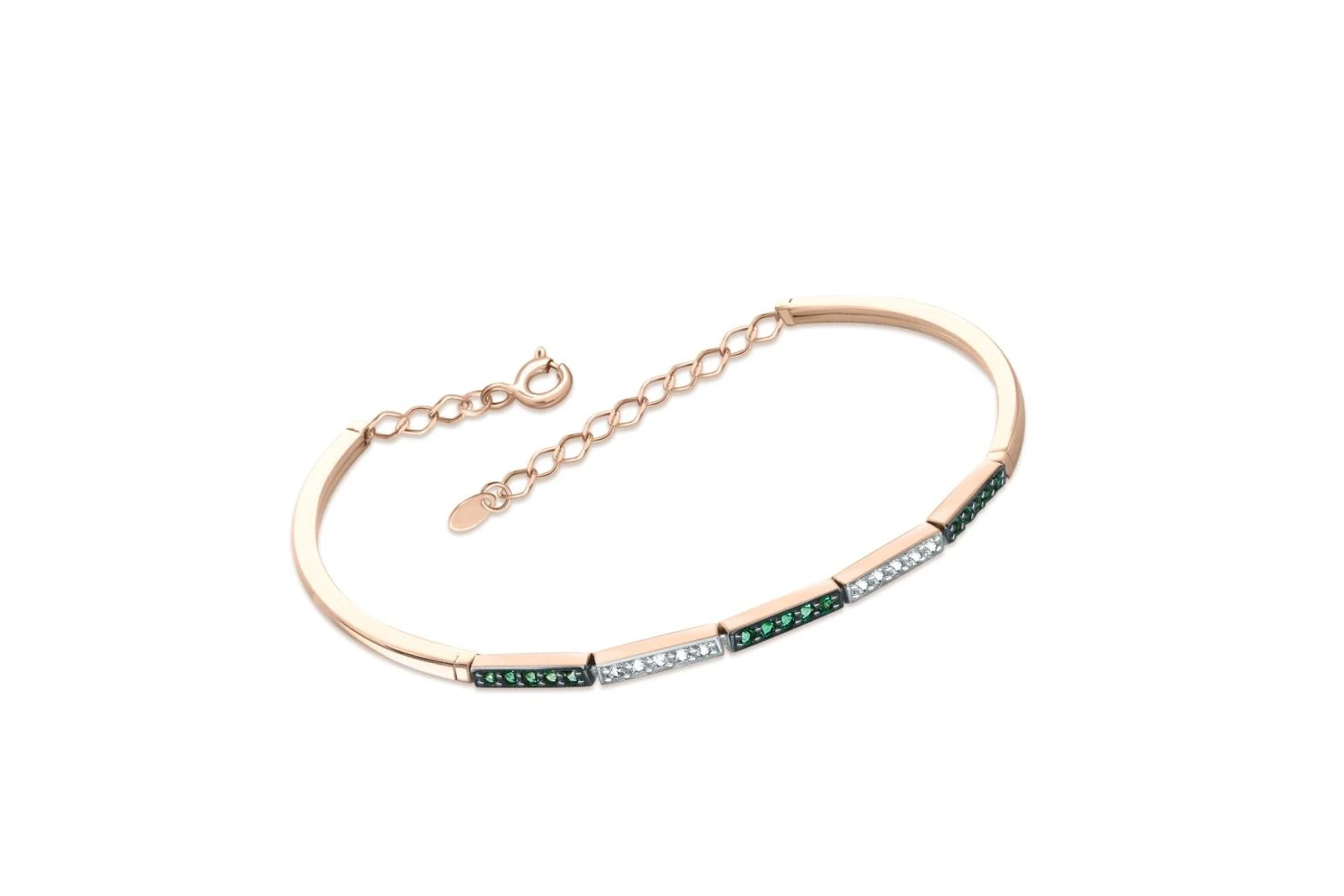 Браслет из красного золота с 15 изумрудами и 10 сапфирами