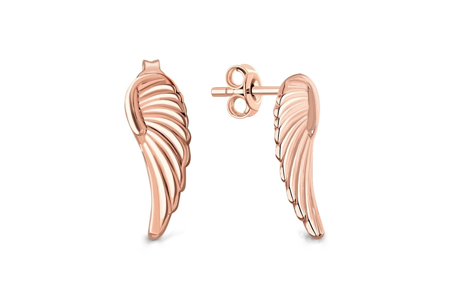 Серьги-пусеты Крылья из красного золота без вставок