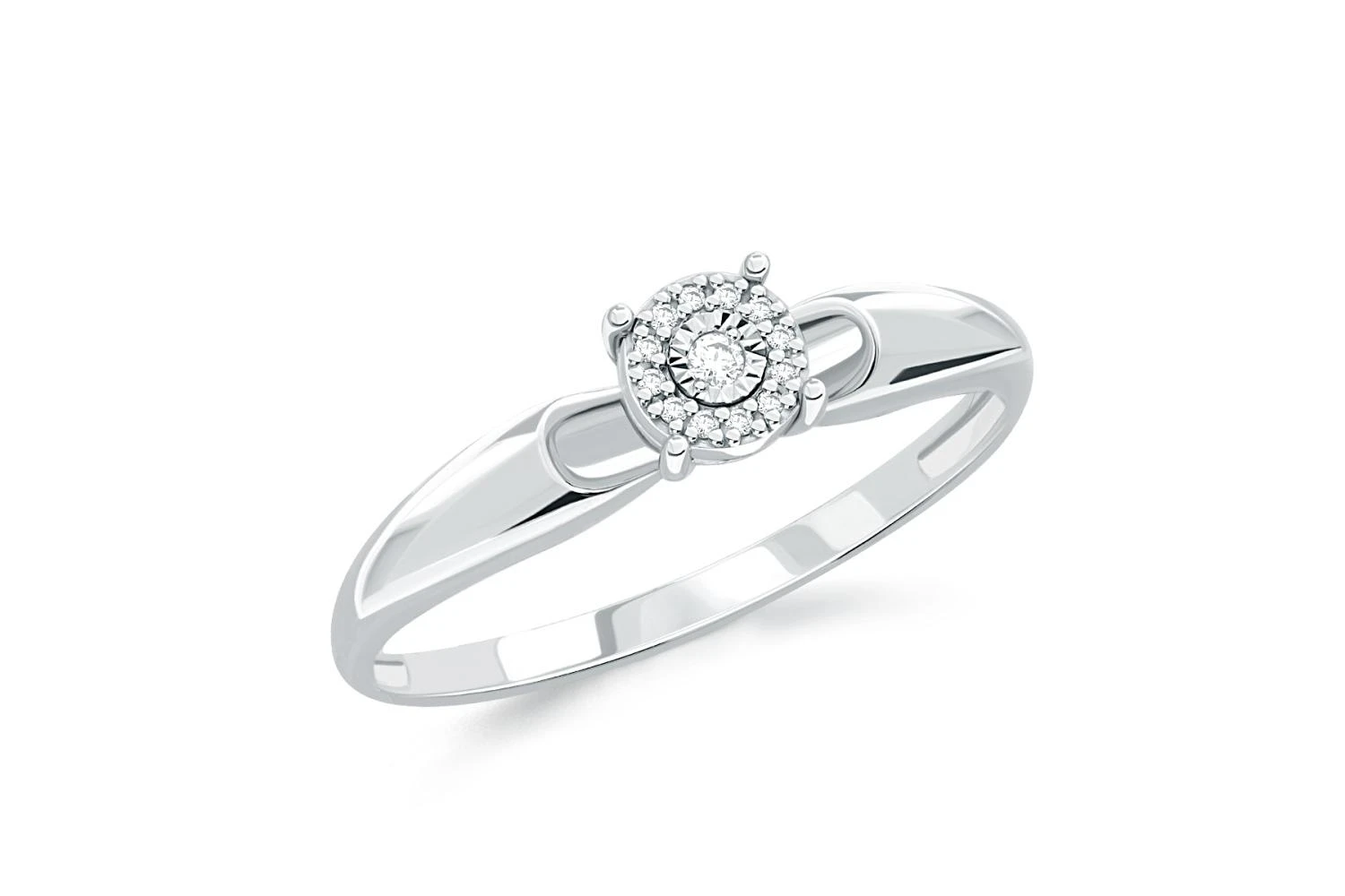 Кольцо из белого золота с 13 бриллиантами