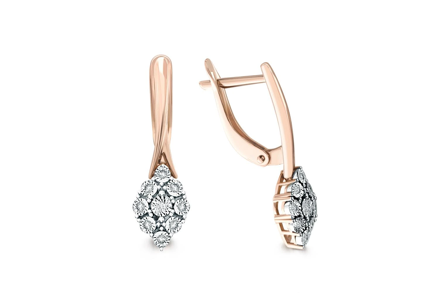 Серьги из красного золота с 18 бриллиантами