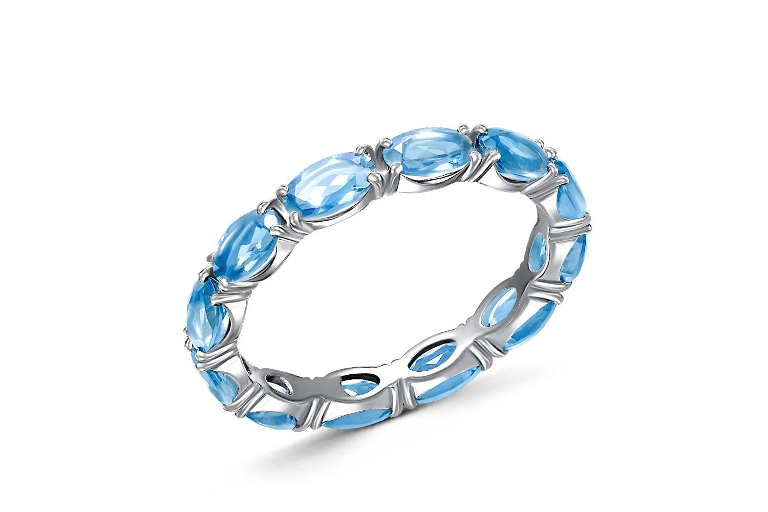 Кольцо Дорожка из белого золота с 13 топазами swiss