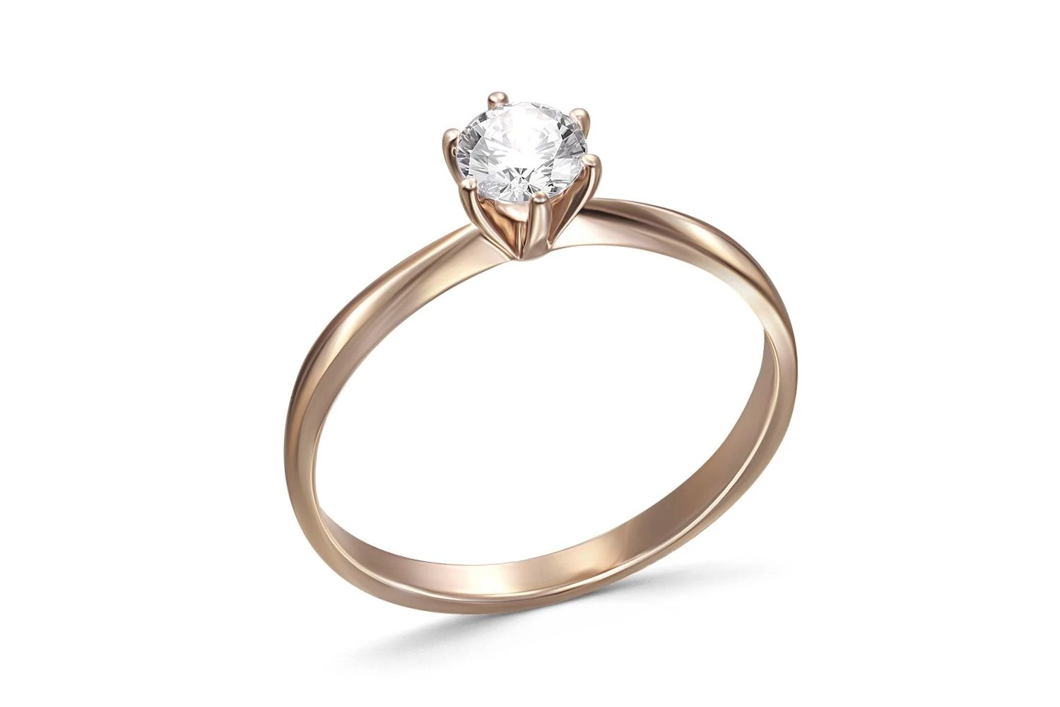 Кольцо из красного золота с фианитом