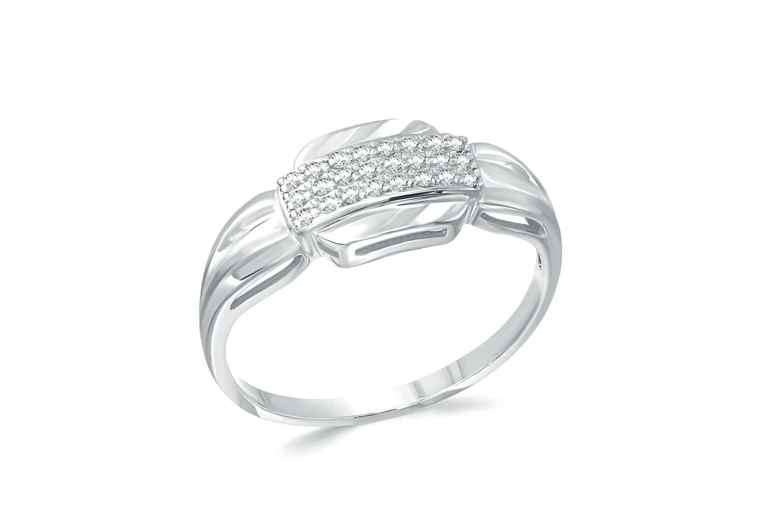 Кольцо из белого золота с 24 фианитами