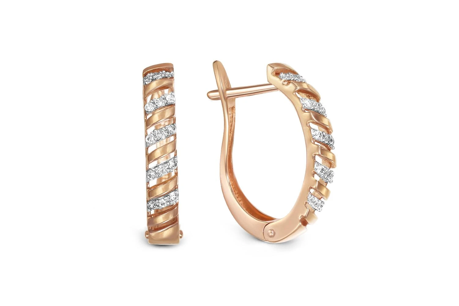 Серьги из красного золота с 30 фианитами