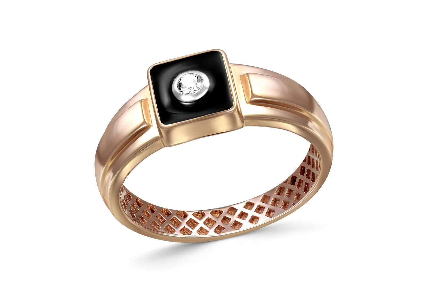 Печатка из красного золота с фианитом