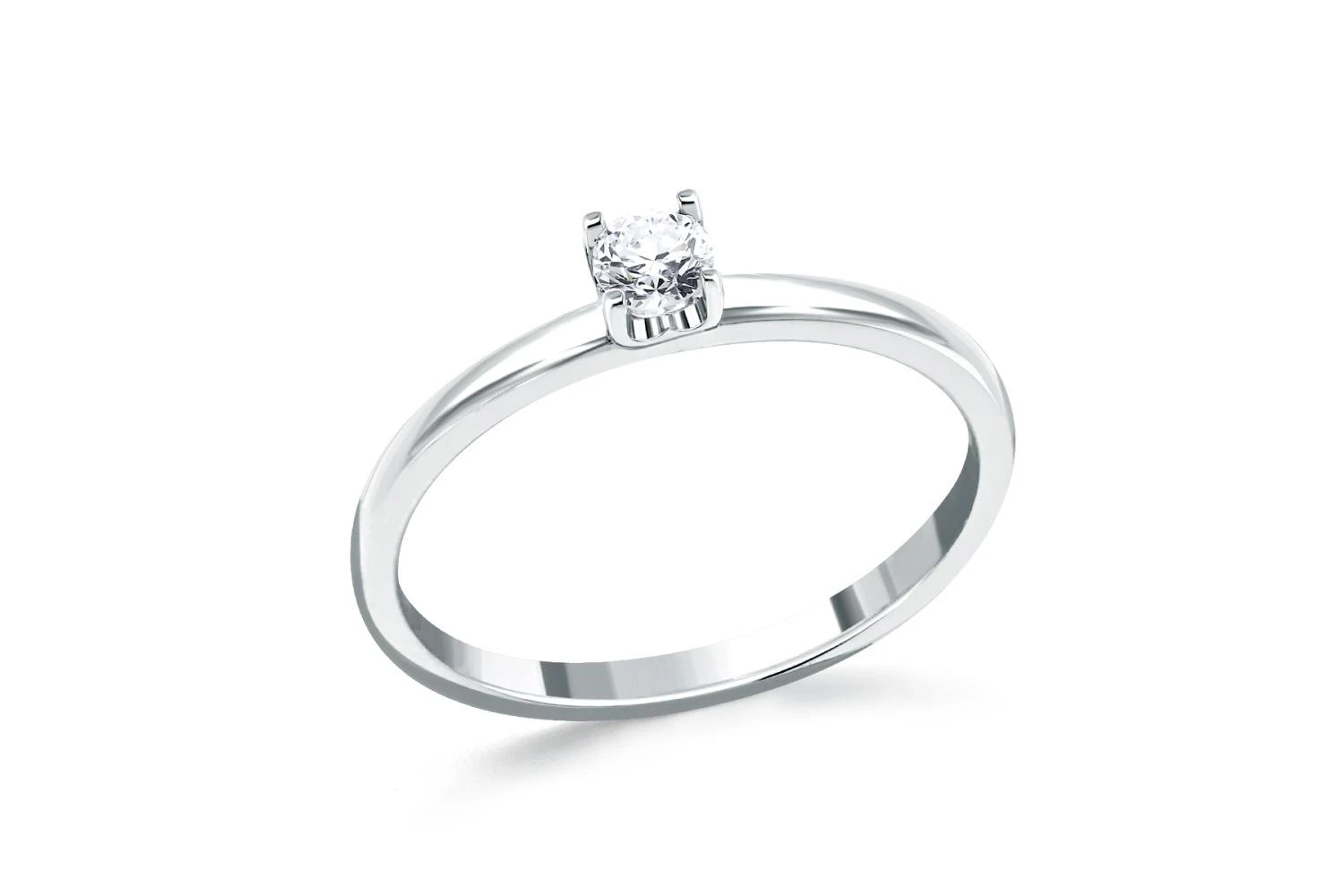 Кольцо из белого золота с выращенным бриллиантом