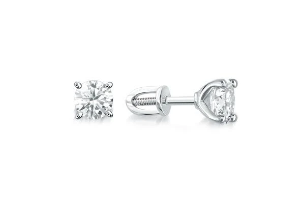 Серьги-пусеты из белого золота с 2 кристаллами swarovski