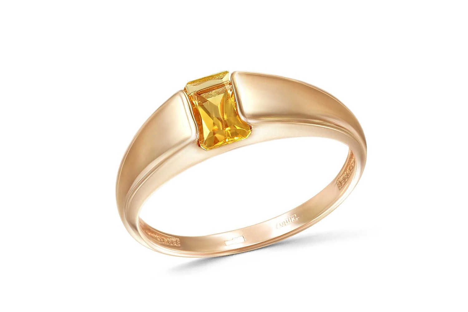 Кольцо из красного золота с цитрином
