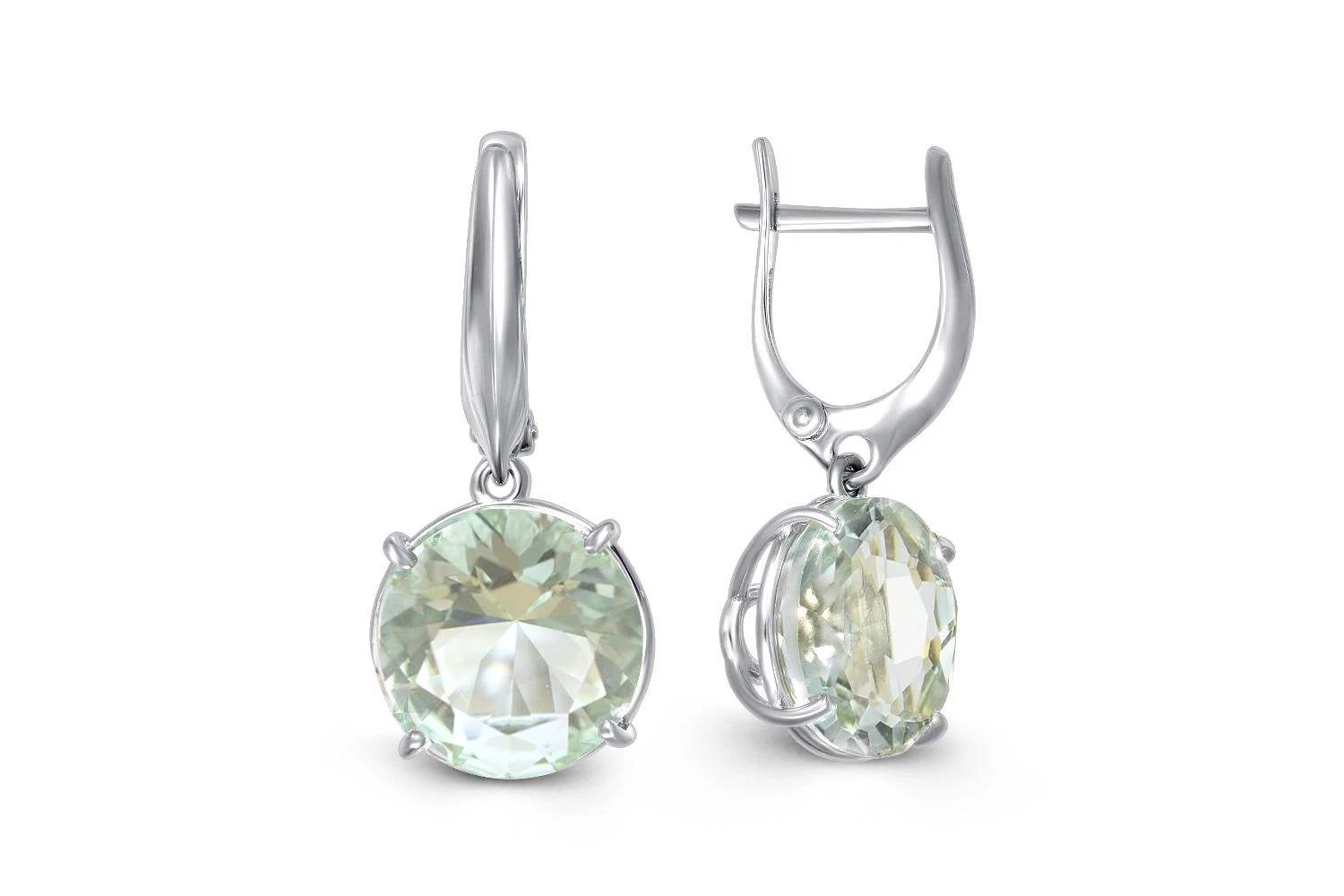 Серьги из белого золота с 2 аметистами