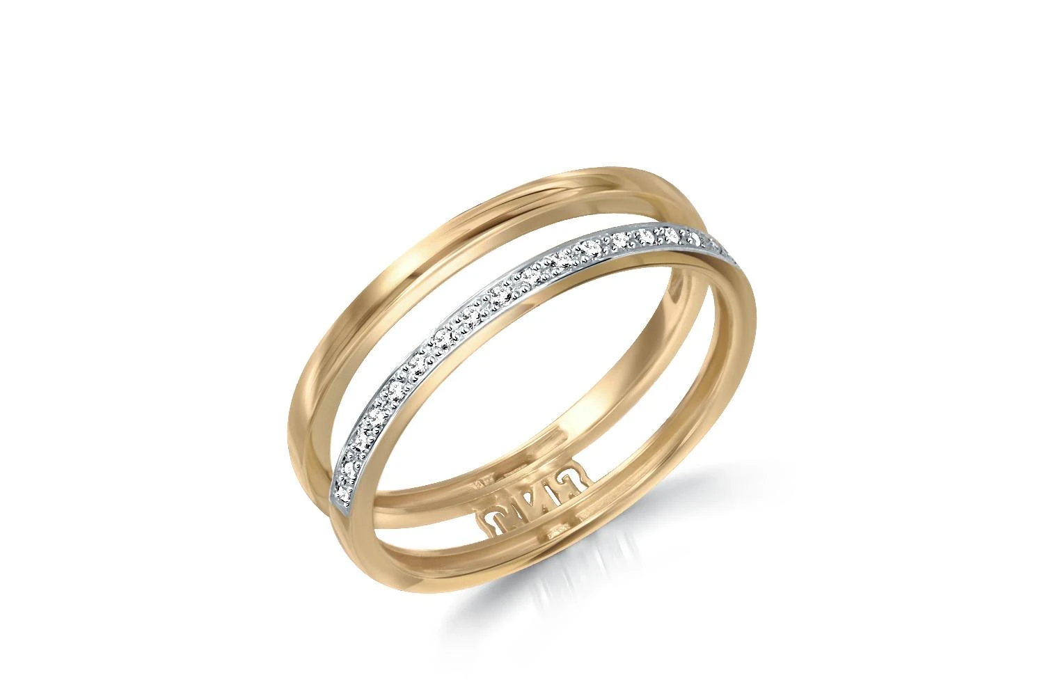 Кольцо Дорожка из жёлтого золота с 19 фианитами