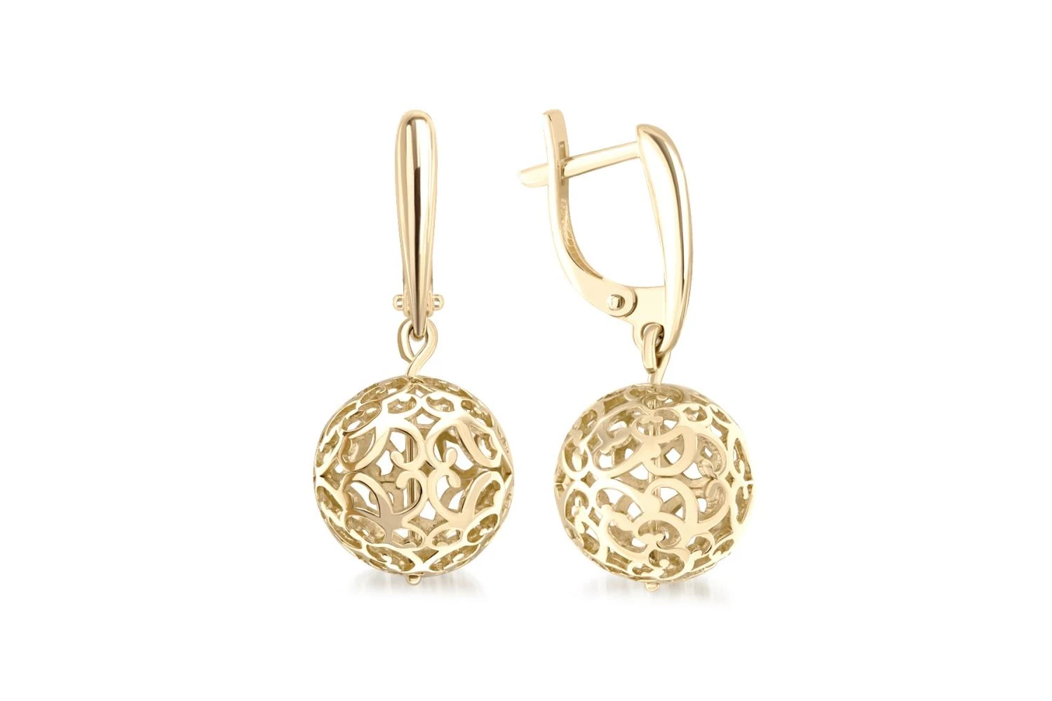 Серьги Шары из жёлтого золота без вставок