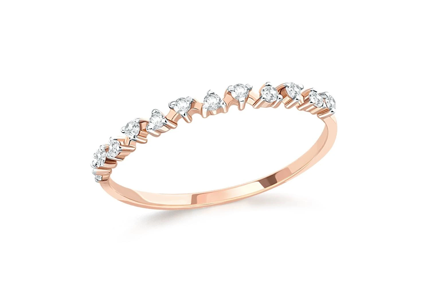 Кольцо Дорожка из красного золота с 12 фианитами