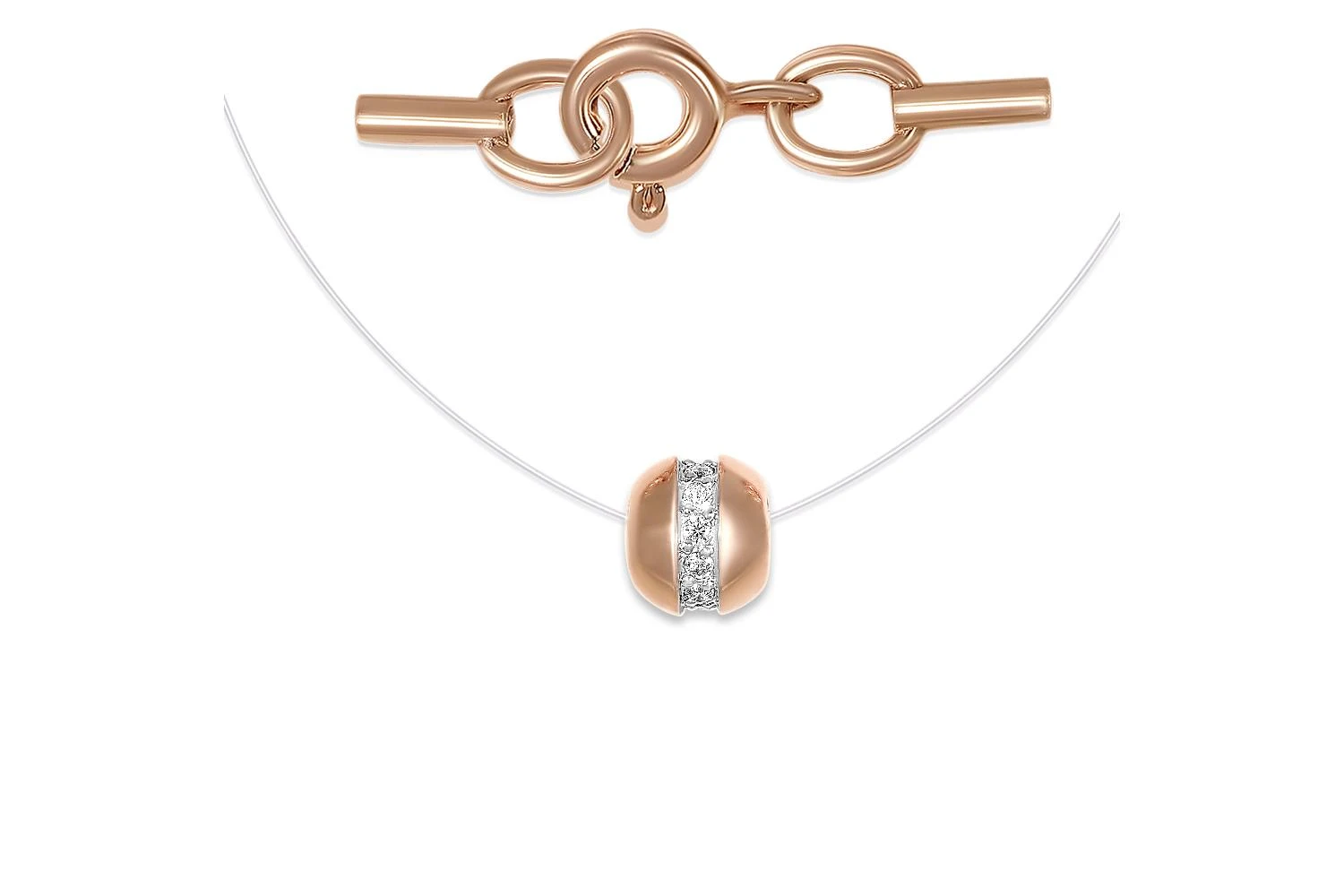 Колье из красного золота с 6 фианитами