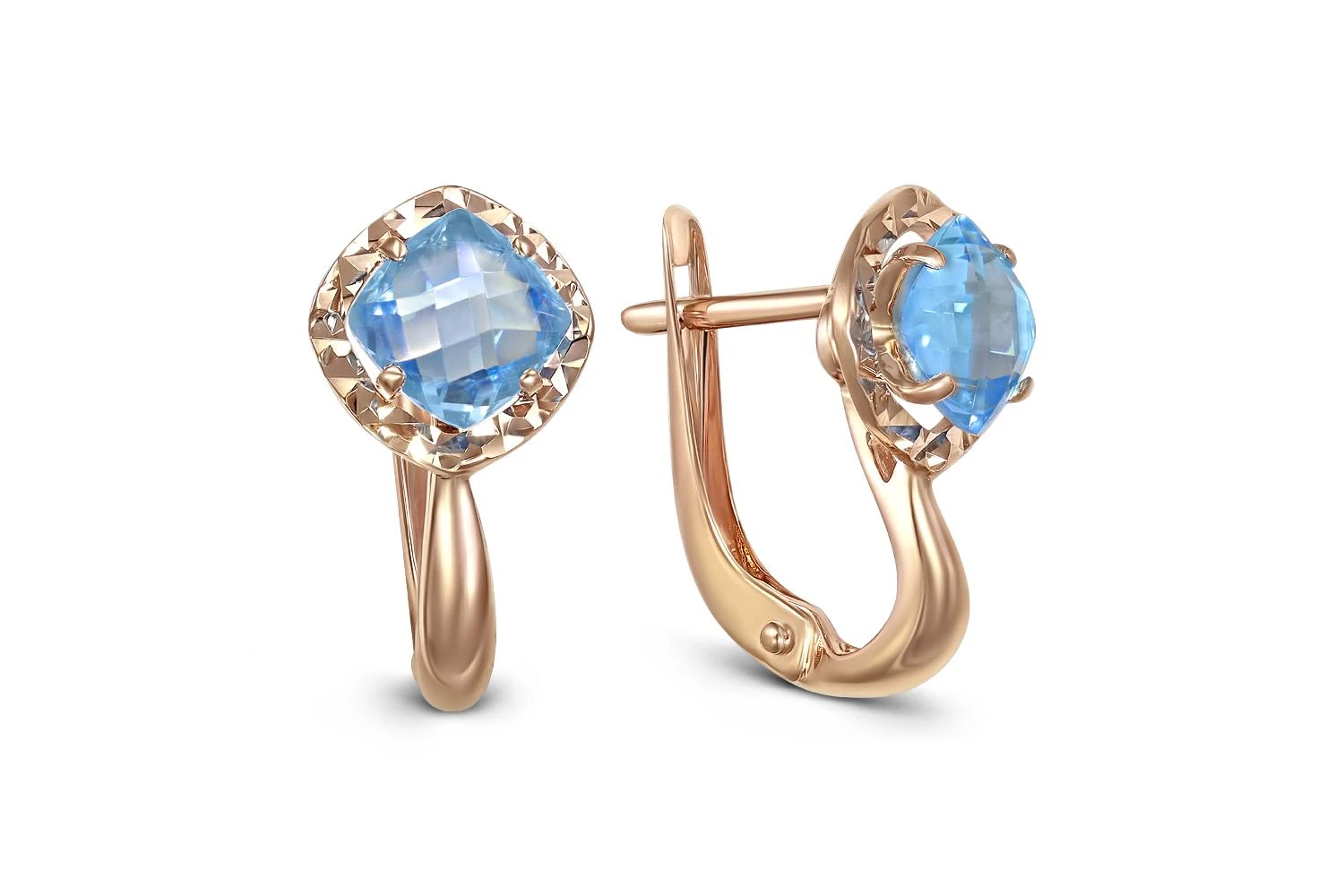 Серьги из красного золота с 2 топазами swiss
