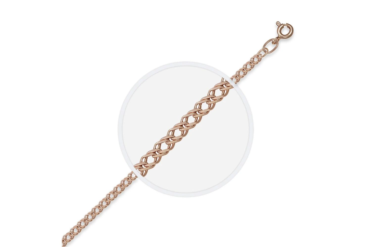 Браслет плетение двойной ромб ⌀ нити 0,60 мм  из красного золота без вставок