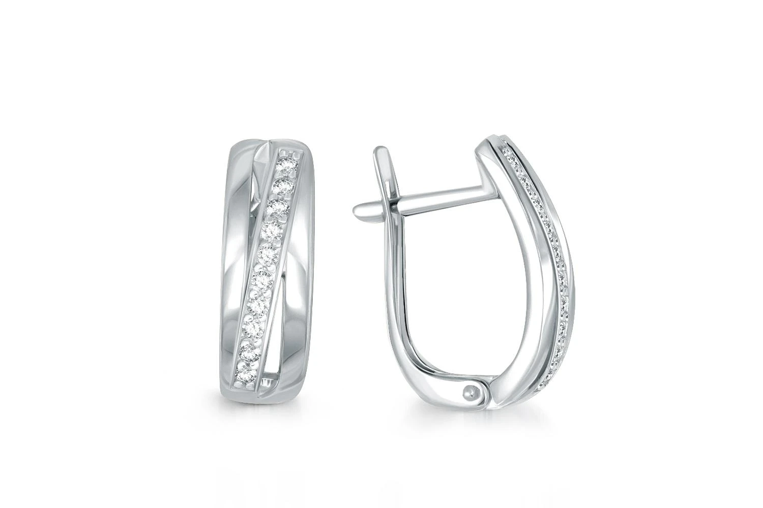 Серьги из белого золота с 20 фианитами