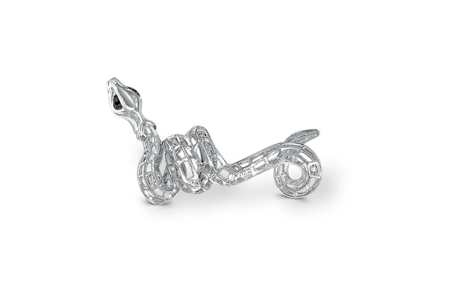 Подвеска Змея из белого золота с 9 фианитами