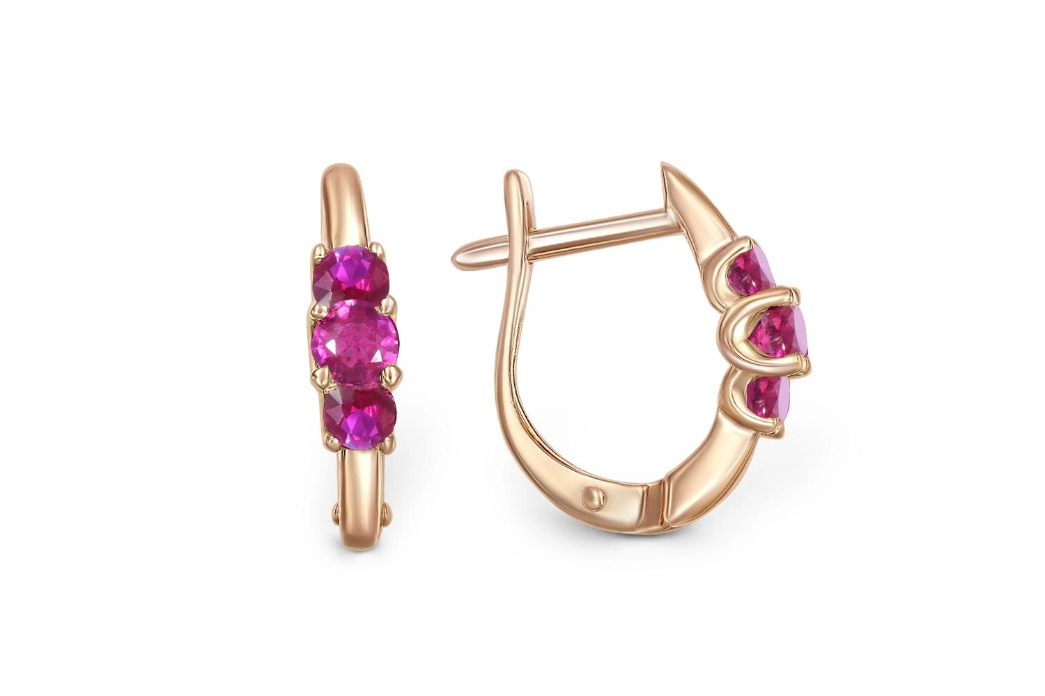 Серьги из красного золота с 6 рубинами