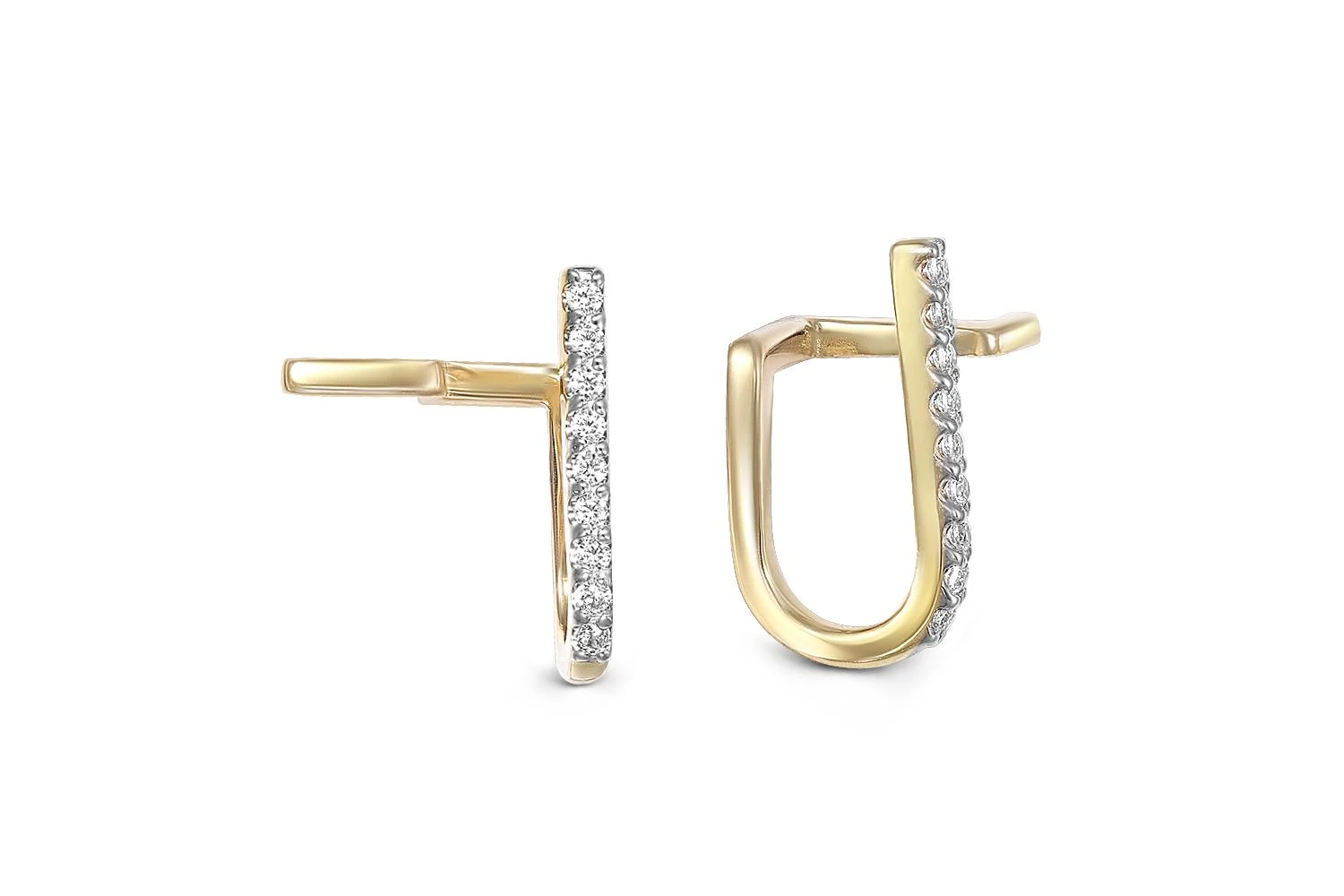 Серьги-пусеты Дорожки из жёлтого золота с 18 фианитами