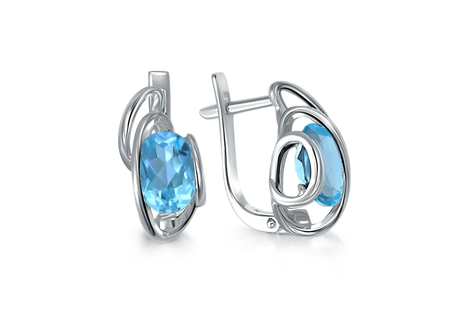 Серьги из белого золота с 2 ситаллами