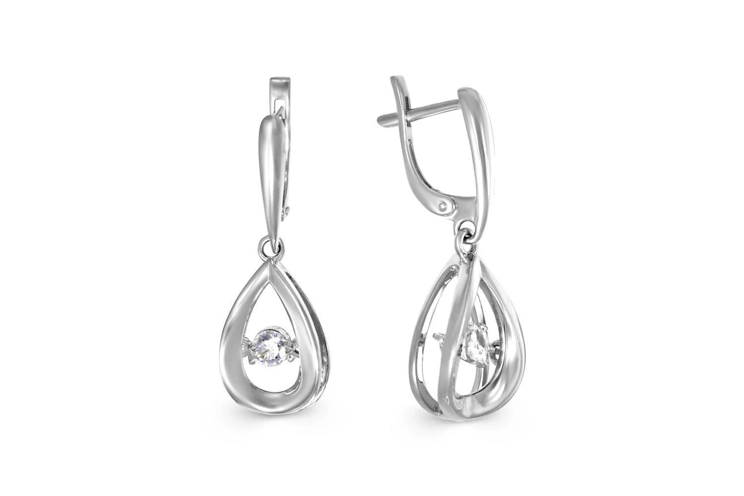 Серьги из белого золота с 2 бриллиантами