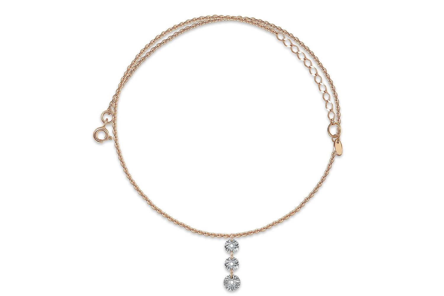 Колье из красного золота с 3 бриллиантами