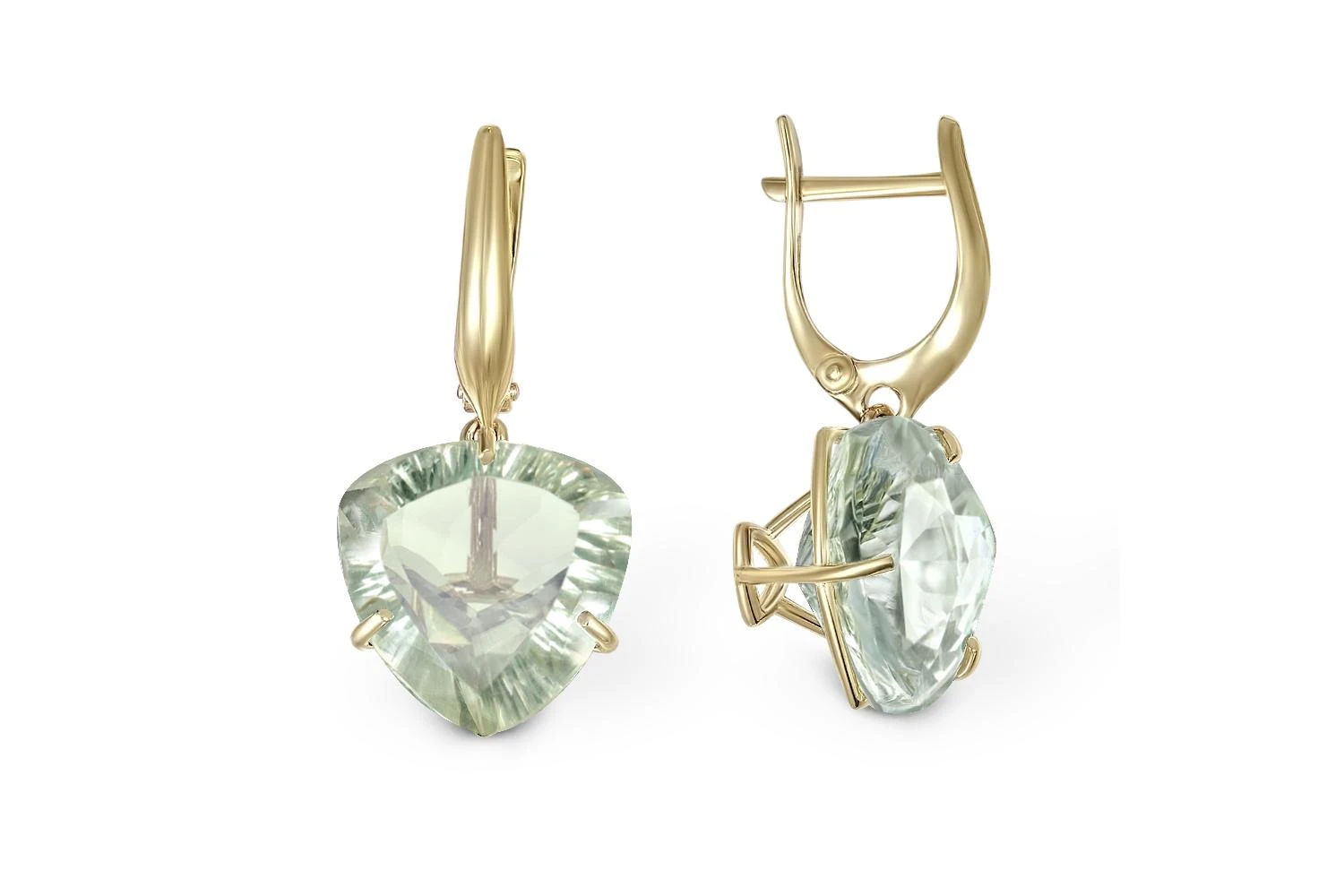 Серьги из жёлтого золота с 2 аметистами