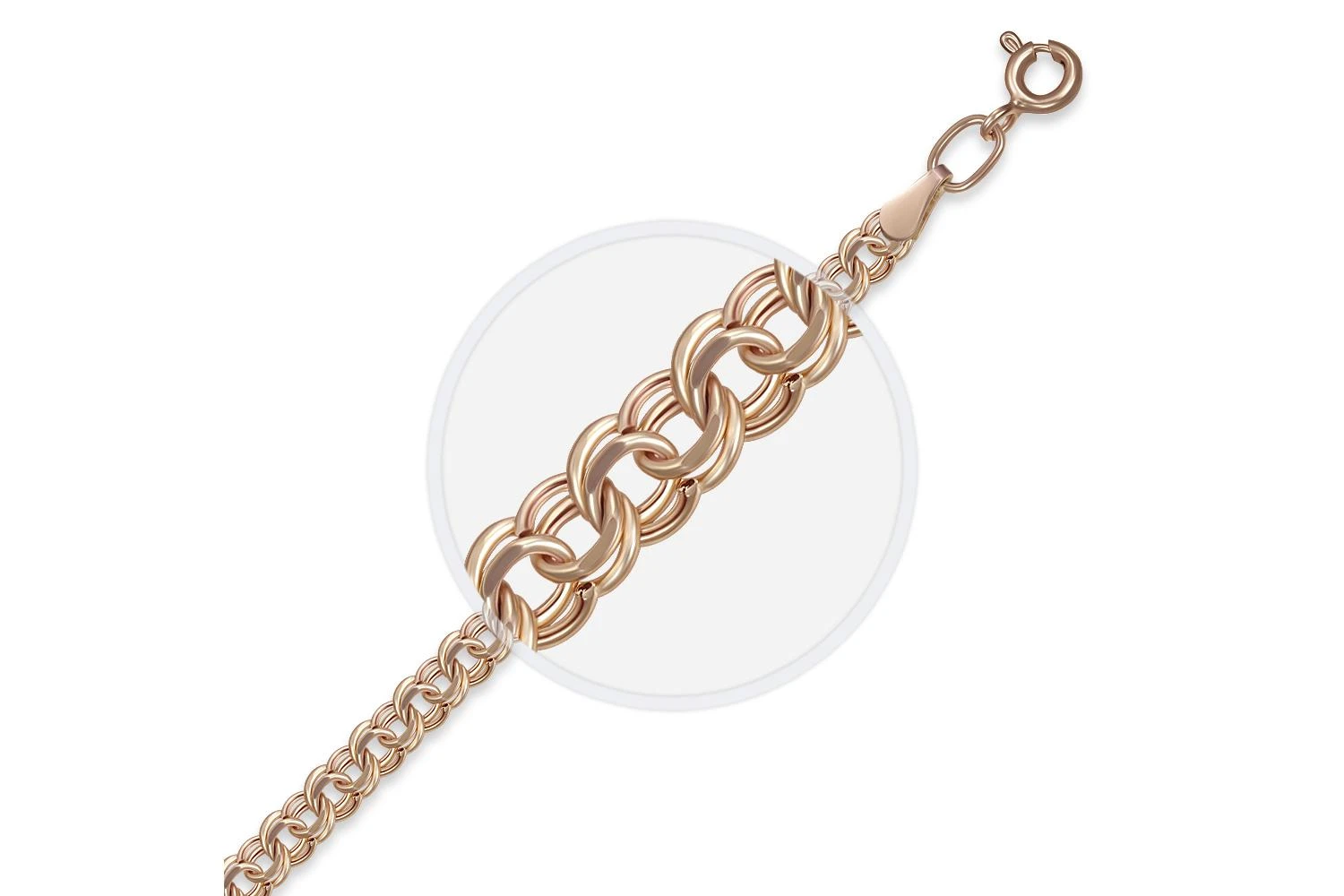 Цепь плетение гарибальди ⌀ нити 0,80 мм  из красного золота