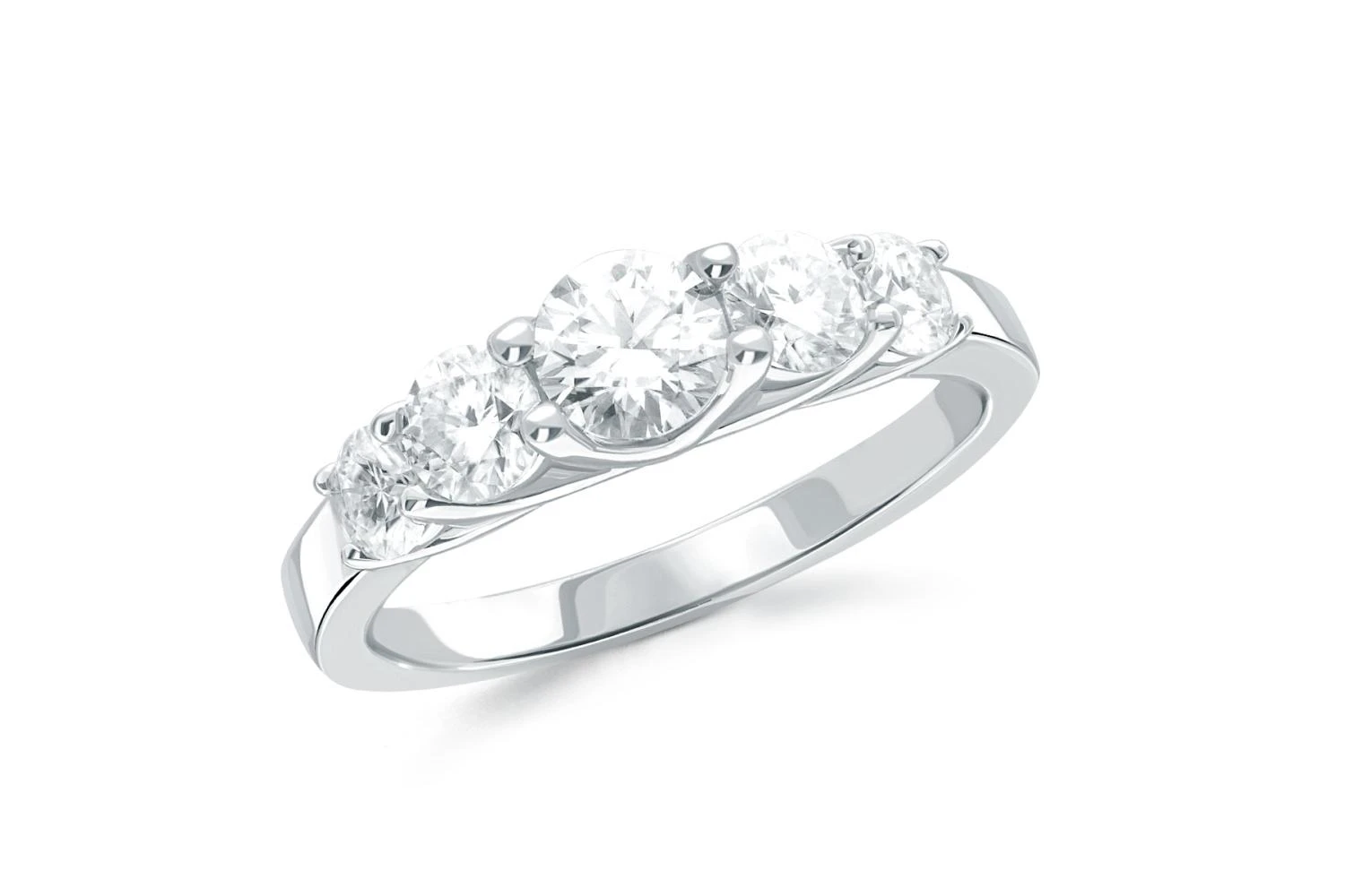 Кольцо Дорожка из белого золота с 5 выращенными бриллиантами