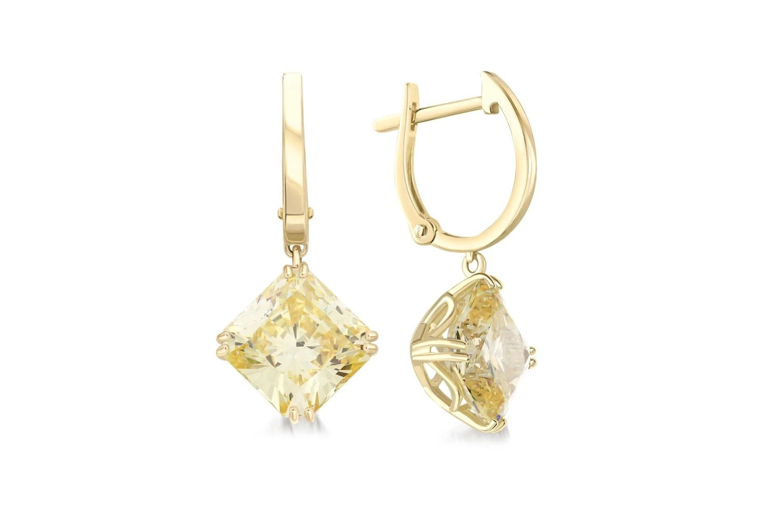 Серьги из жёлтого золота с 2 фианитами