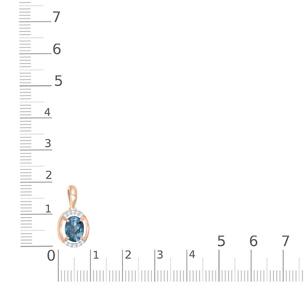 Подвеска из красного золота с топазом лондон и 10 фианитами