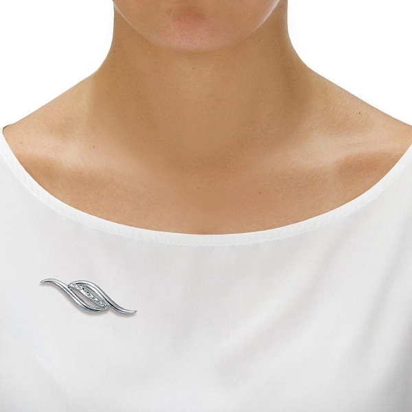 Брошь из белого золота без вставок