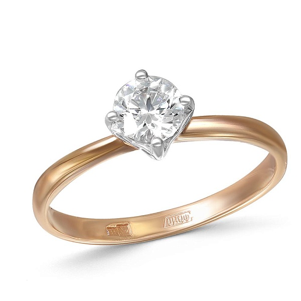 Кольцо из красного золота с кристаллом swarovski