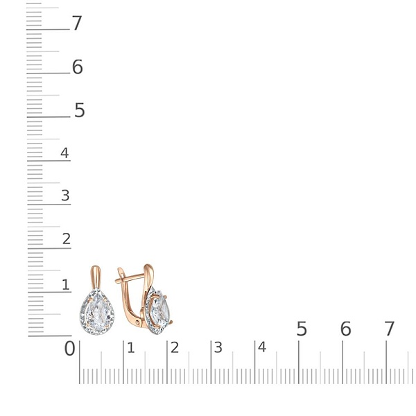 Серьги из красного золота с горным хрусталём