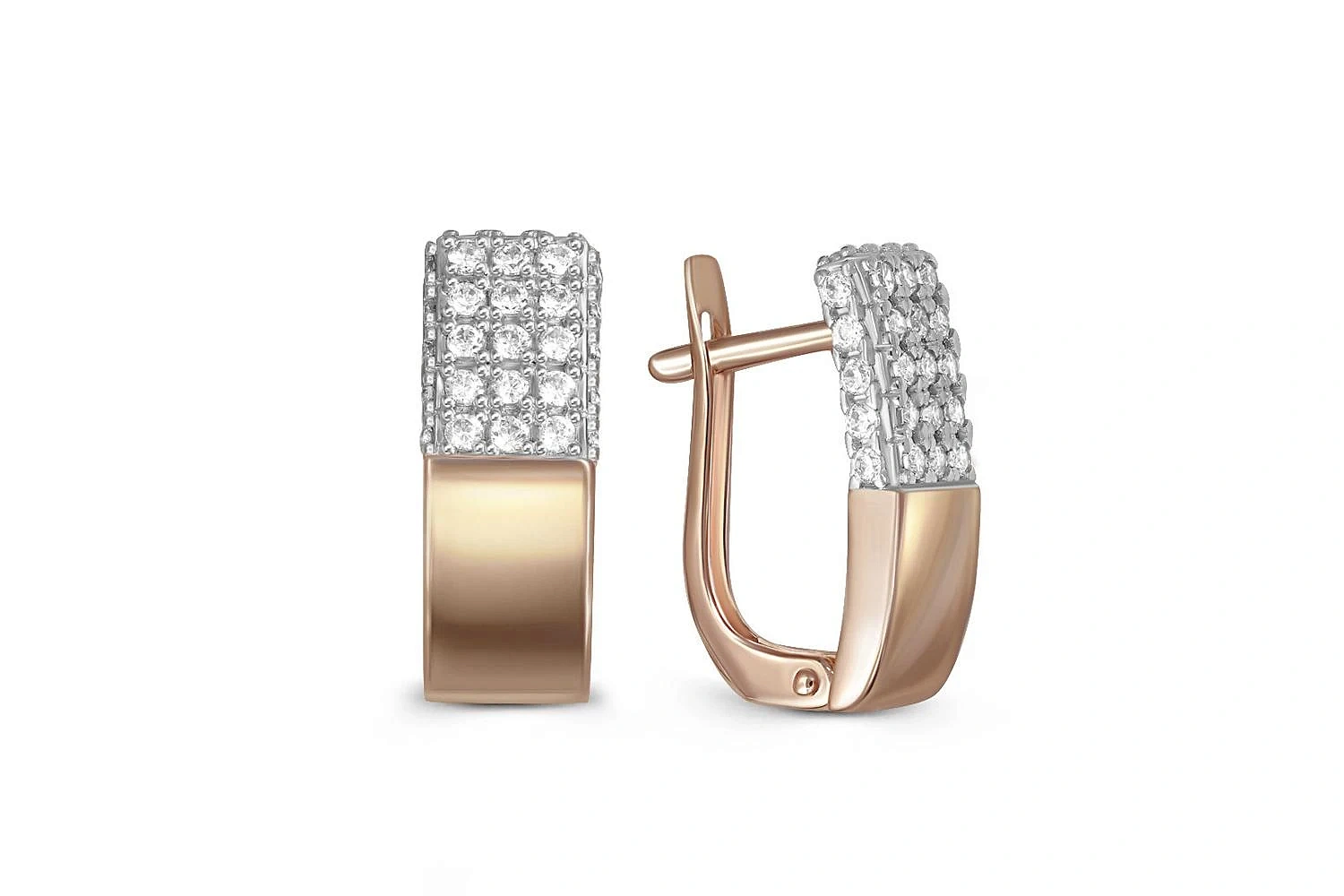 Серьги из красного золота с 56 фианитами