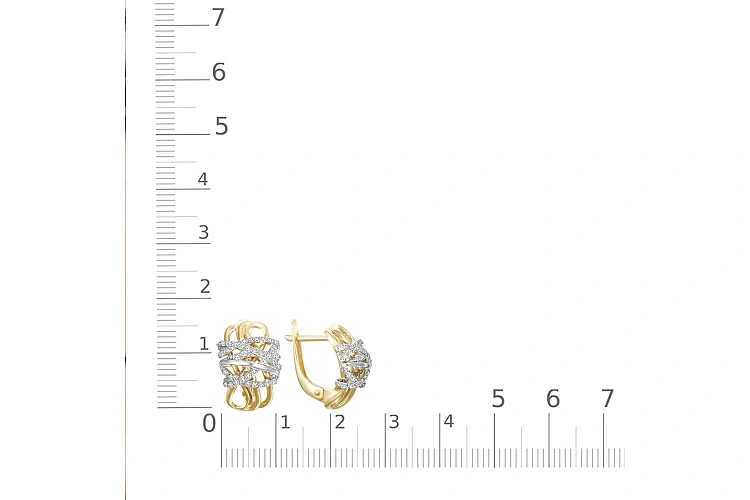 Серьги из жёлтого золота с 74 фианитами