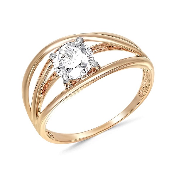 Кольцо из красного золота с фианитом