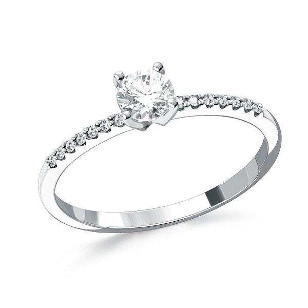 Кольцо из белого золота с 15 фианитами