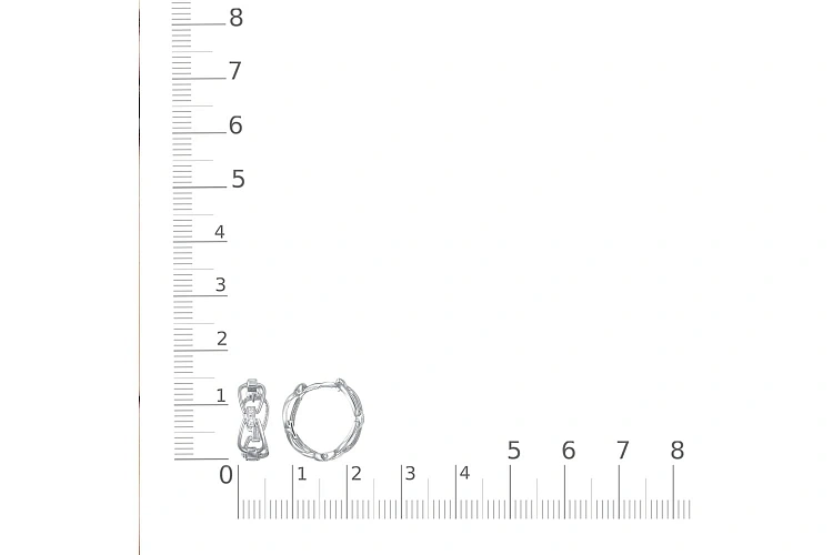 Серьги из белого золота с 6 фианитами