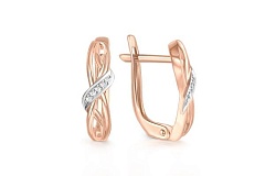 Серьги из красного золота с 10 бриллиантами