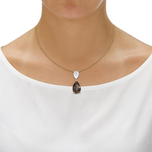 Колье из жёлтого золота с раухтопазом и фианитом