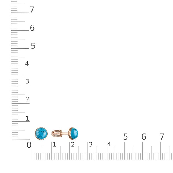Серьги-пусеты из красного золота с бирюзой